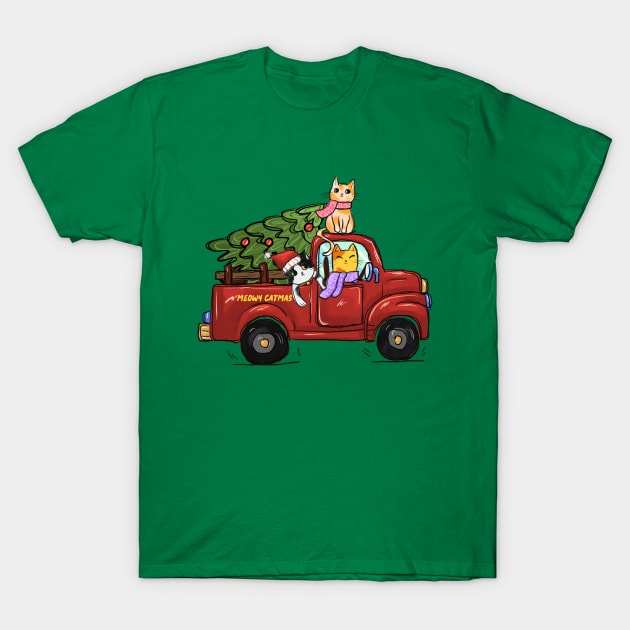 Cat Christmas Tree Gifts T-Shirt by Teewyld